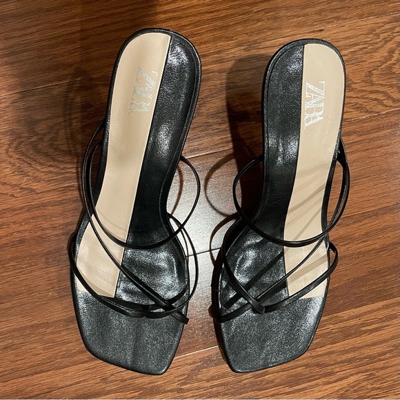Zara kitten heel strappy sandals black - Picture 6 of 6